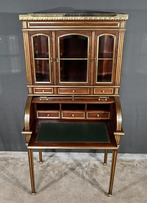 Rare Petit Bureau à Cylindre et Vitrine, en Acajou, style Louis XVI – Milieu XIXe