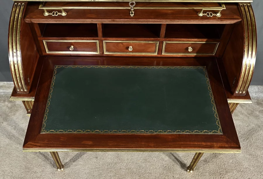 Rare Petit Bureau à Cylindre et Vitrine, en Acajou, style Louis XVI – Milieu XIXe