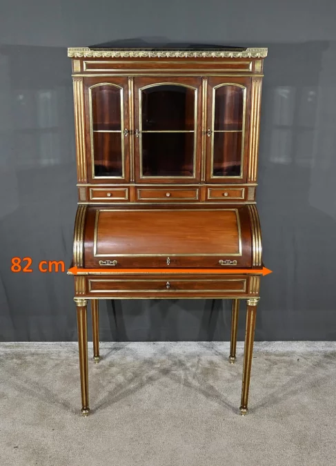 Rare Petit Bureau à Cylindre et Vitrine, en Acajou, style Louis XVI – Milieu XIXe