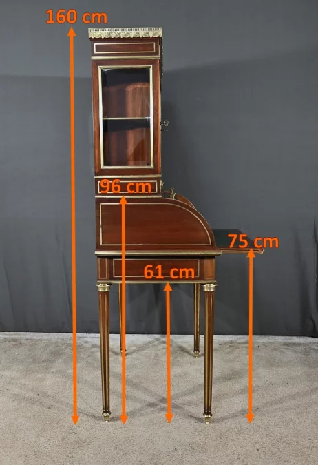 Rare Petit Bureau à Cylindre et Vitrine, en Acajou, style Louis XVI – Milieu XIXe