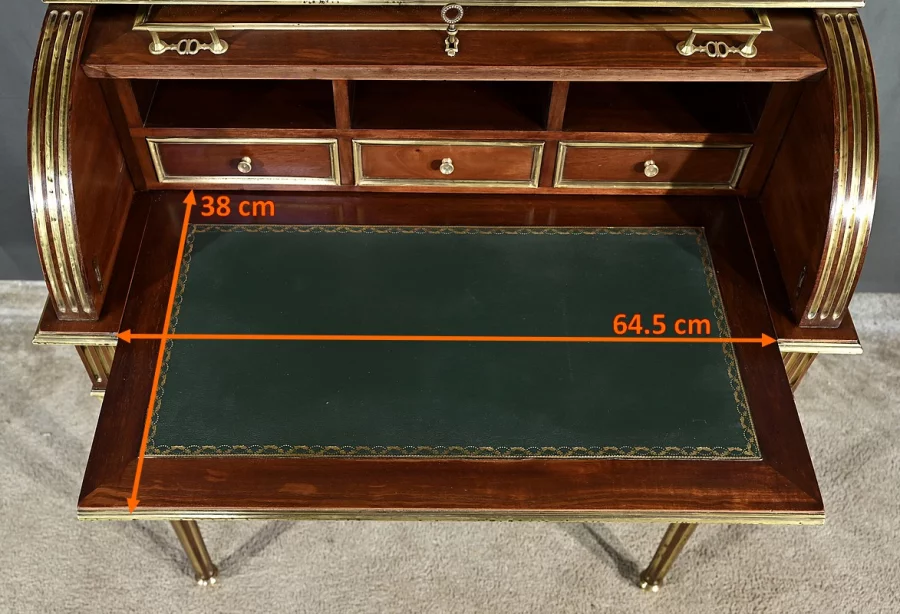 Rare Petit Bureau à Cylindre et Vitrine, en Acajou, style Louis XVI – Milieu XIXe