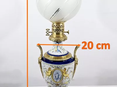 Lampe à Pétrole en Faïence, époque Napoléon III – Milieu XIXe
