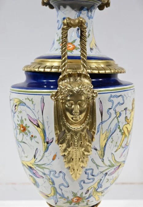 Lampe à Pétrole en Faïence, époque Napoléon III – Milieu XIXe