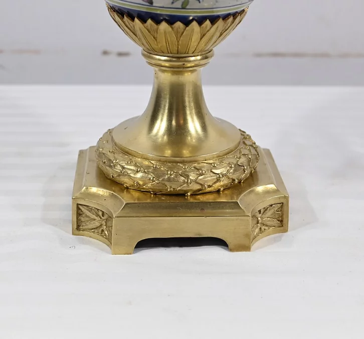 Lampe à Pétrole en Faïence, époque Napoléon III – Milieu XIXe