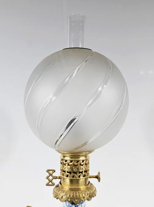Lampe à Pétrole en Faïence, époque Napoléon III – Milieu XIXe