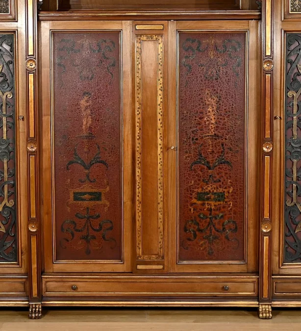 Rares Cabinet de Travail et Bureau en Noyer, Renaissance Italienne – 1900