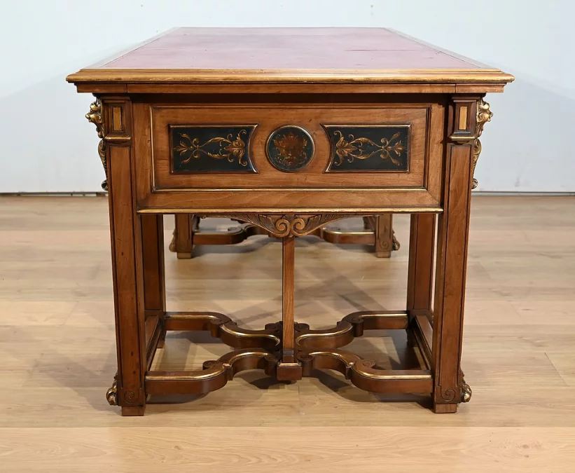 Rares Cabinet de Travail et Bureau en Noyer, Renaissance Italienne – 1900