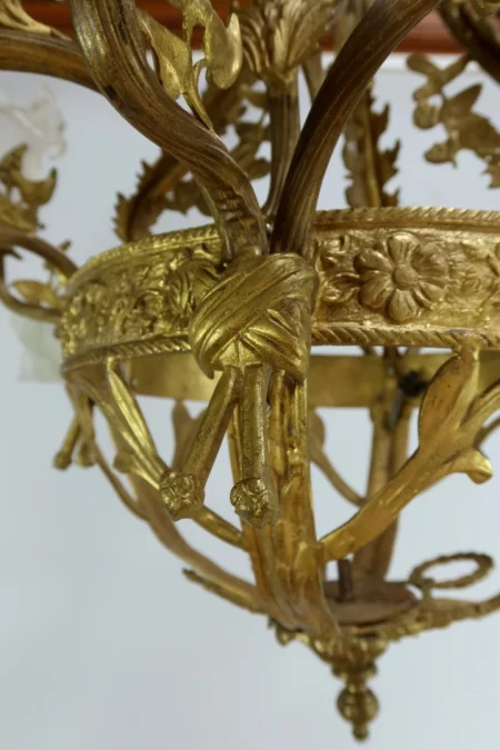 Lustre à 12 Lumières en Bronze Doré, style Napoléon III – Fin XIXe