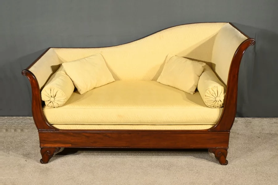 Méridienne à Dosseret en Acajou, époque Restauration – 1ère partie XIXe