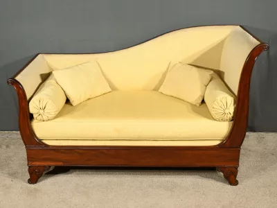 Méridienne à Dosseret en Acajou, époque Restauration – 1ère partie XIXe