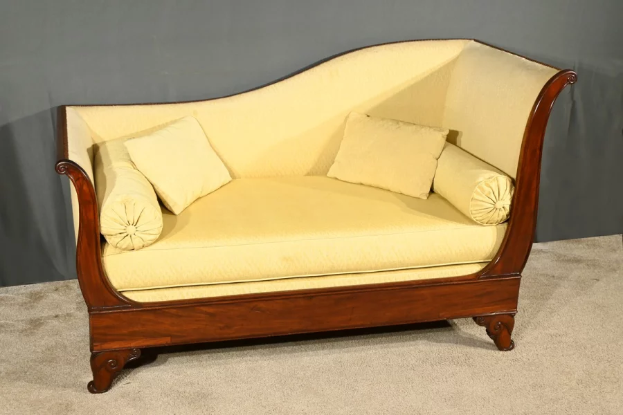 Méridienne à Dosseret en Acajou, époque Restauration – 1ère partie XIXe