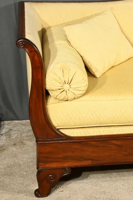 Méridienne à Dosseret en Acajou, époque Restauration – 1ère partie XIXe