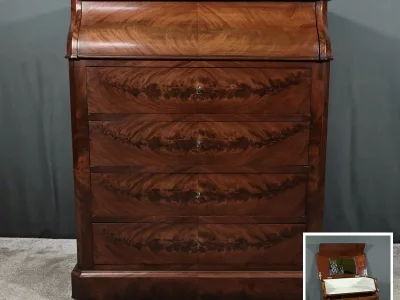 Commode de Toilette en placage de Ronce d’Acajou, Style Louis-Philippe – Fin XIXe