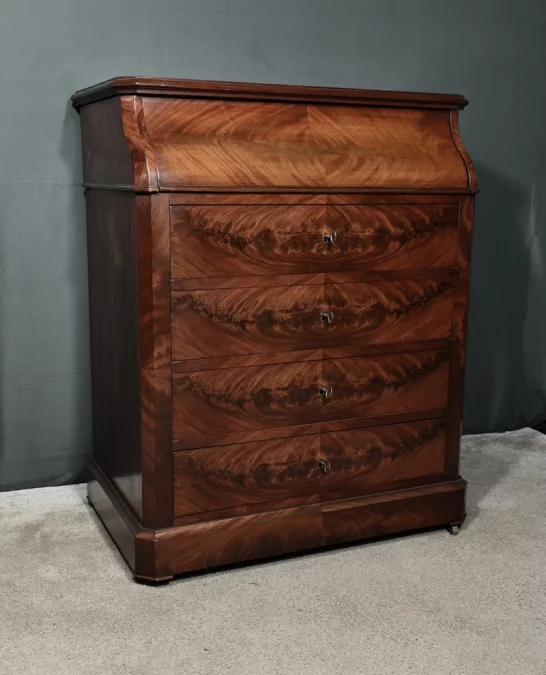 Commode de Toilette en placage de Ronce d’Acajou, Style Louis-Philippe – Fin XIXe