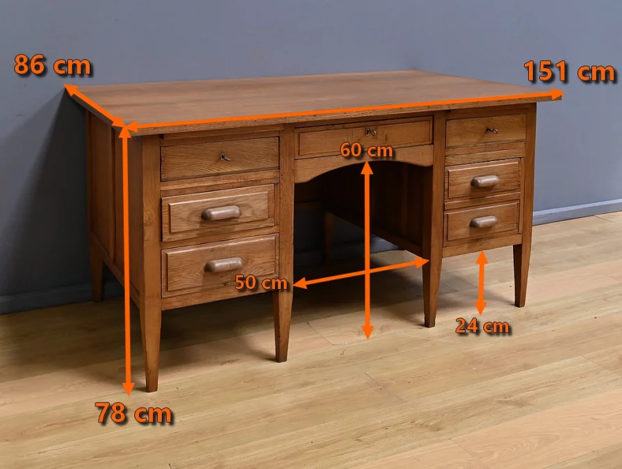 Bureau à Caissons en Chêne massif, établissements Régy – 1940