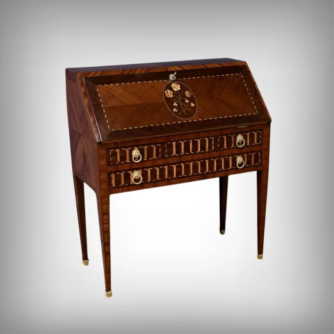 Bureau de Pente en Palissandre et Acajou, style Louis XVI – Milieu XIXe
