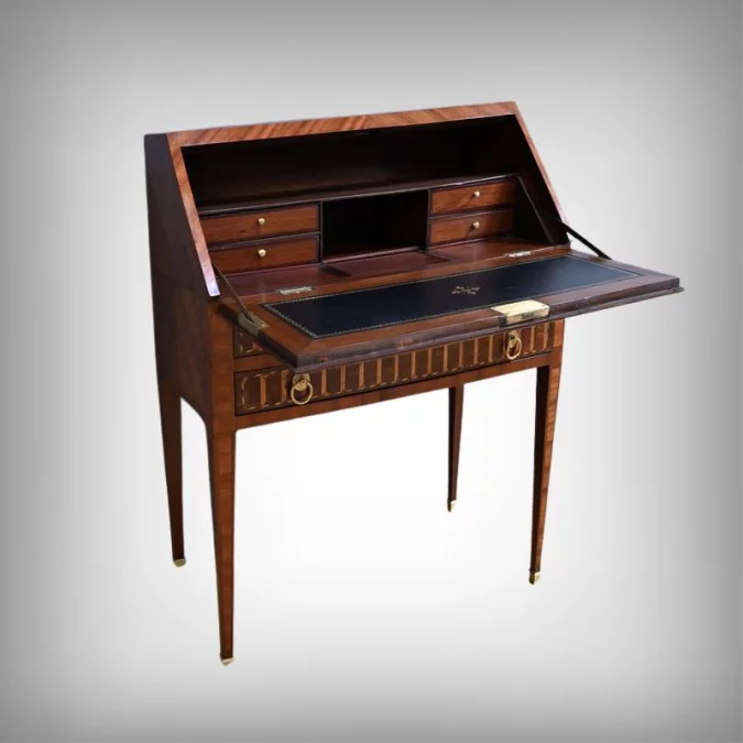 Bureau de Pente en Palissandre et Acajou, style Louis XVI – Milieu XIXe