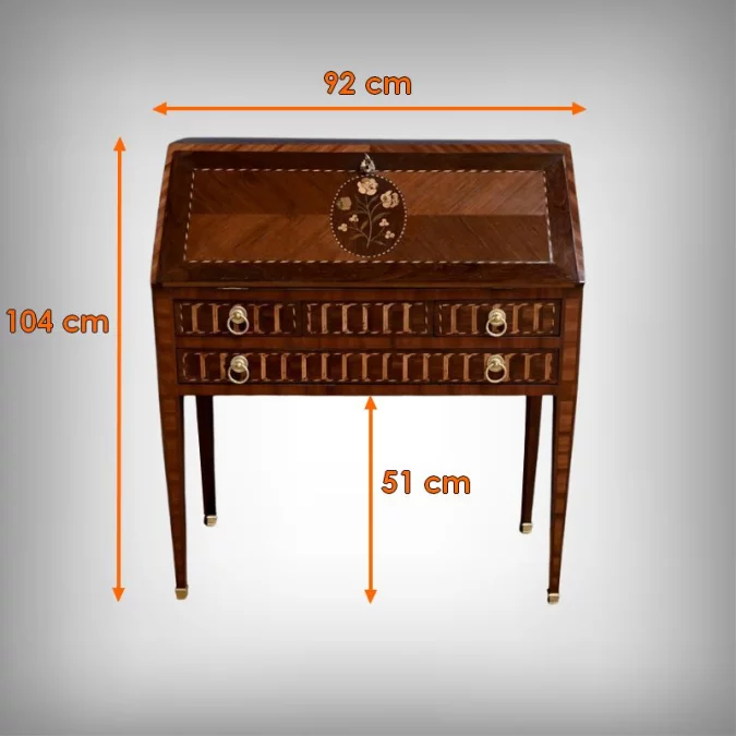 Bureau de Pente en Palissandre et Acajou, style Louis XVI – Milieu XIXe