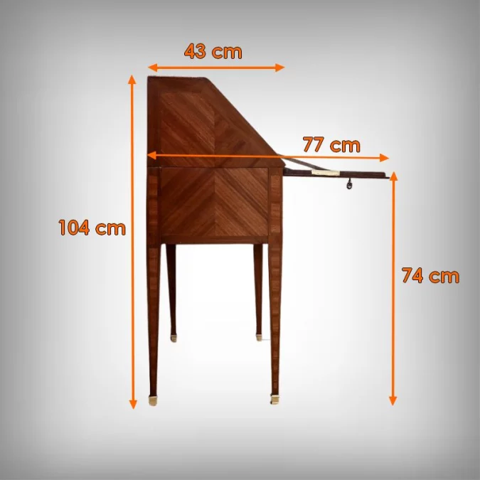 Bureau de Pente en Palissandre et Acajou, style Louis XVI – Milieu XIXe