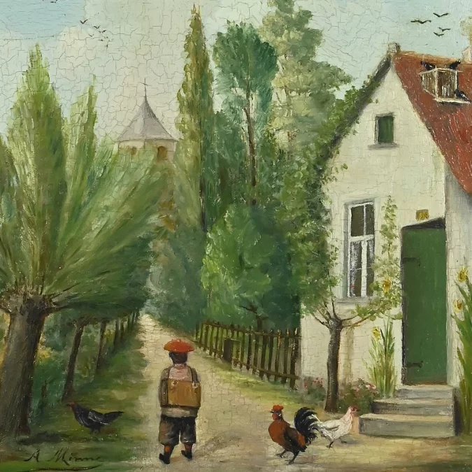 Paire de Tableaux « Scènes Campagnardes », signés A. Minne – Fin XIXe