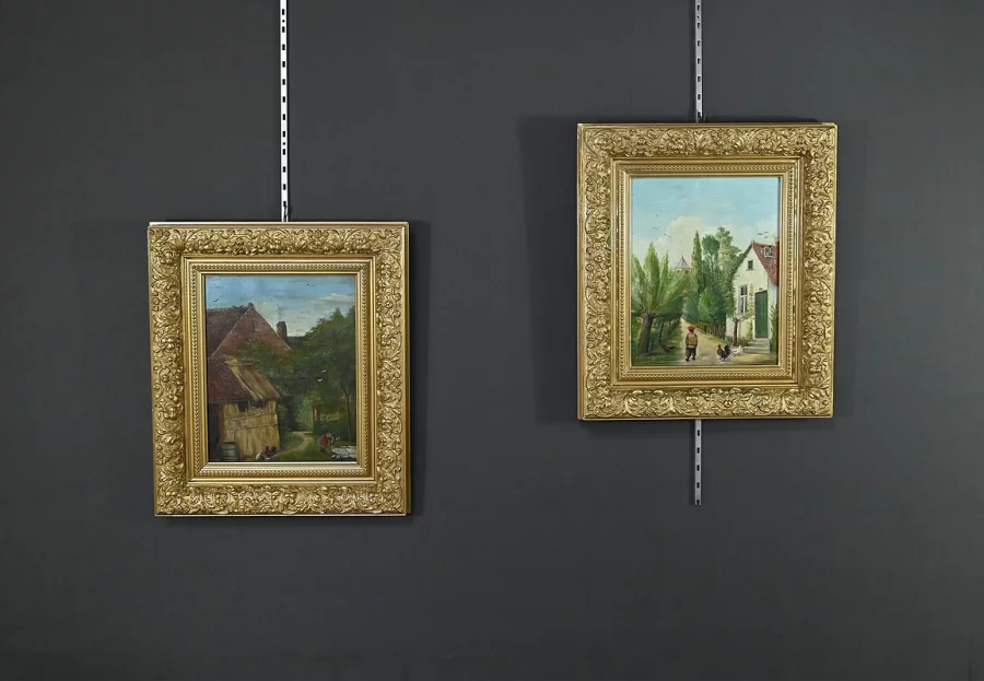 Paire de Tableaux « Scènes Campagnardes », signés A. Minne – Fin XIXe