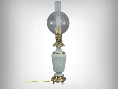 Lampe à Pétrole électrifiée en Céladon, époque Napoléon III – 2ème partie XIXe