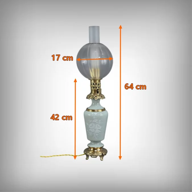 Lampe à Pétrole électrifiée en Céladon, époque Napoléon III – 2ème partie XIXe