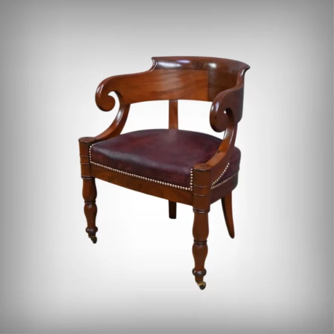 Fauteuil de Bureau en Acajou, époque Restauration – Début XIXe