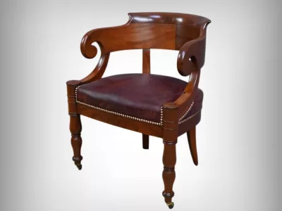 Fauteuil de Bureau en Acajou, époque Restauration – Début XIXe