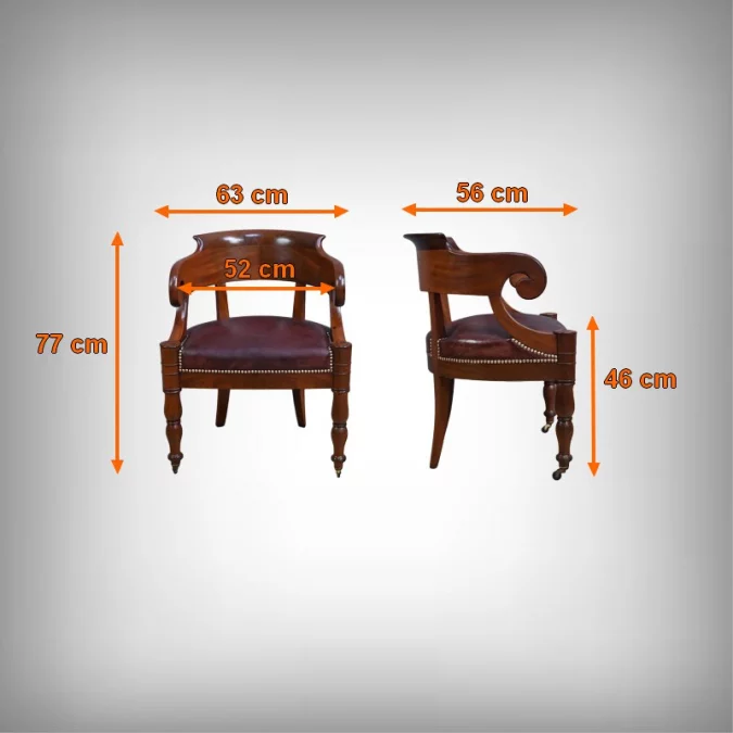 Fauteuil de Bureau en Acajou, époque Restauration – Début XIXe
