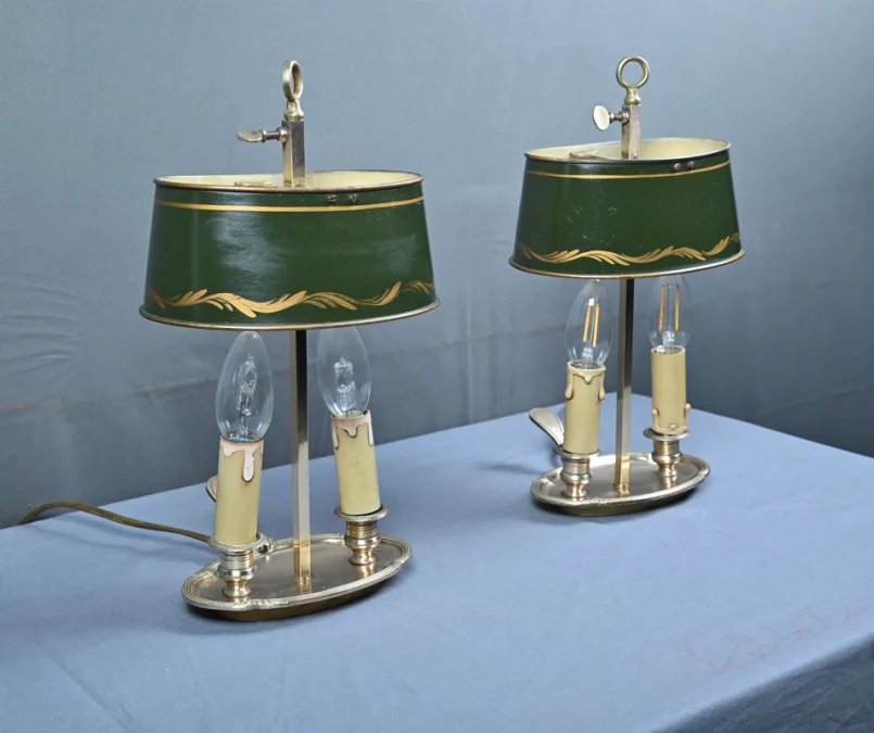 Paire de Lampes « Bouillotte » en Laiton, style Empire – Début XXe