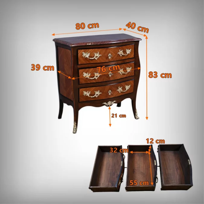 Petite Commode en Marqueterie, style Louis XV – Milieu XIXe