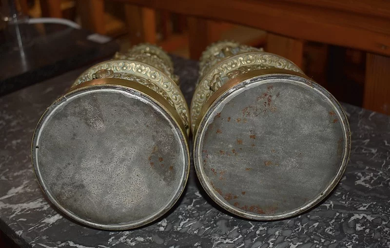 Paire de Lampes à Pétrole en Bronze XIXeme