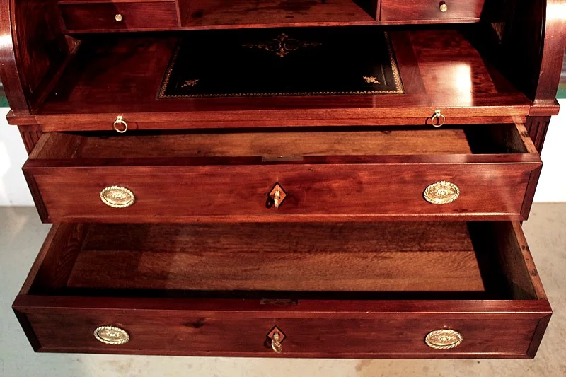 Bureau Cylindre Louis XVI en Acajou de Cuba XVIIIe