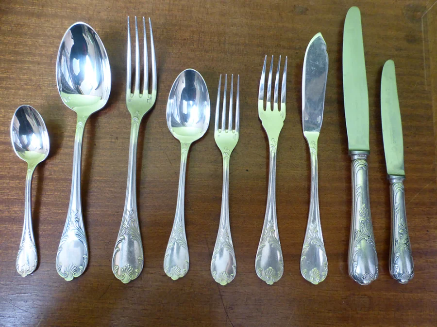 CUBIERTOS DE PLATO DE PLATA DE NAVIDAD