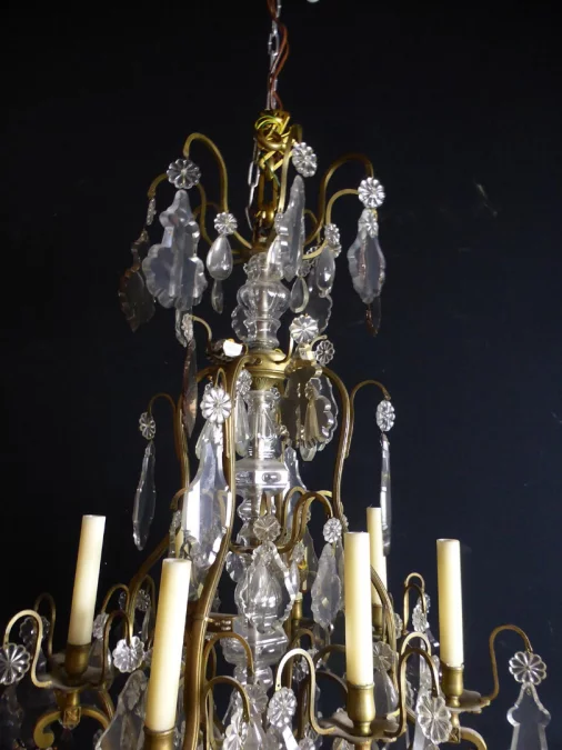 LUZ DE BRONCE Y CRISTAL DEL SIGLO XIX