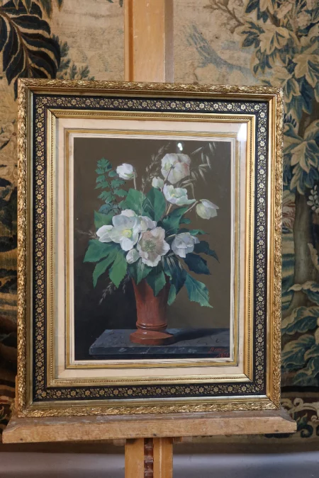 PINTURA FIRMADA Y FECHADA DE HELLEBORES