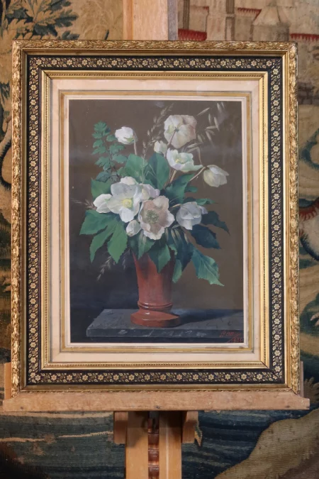 PINTURA FIRMADA Y FECHADA DE HELLEBORES