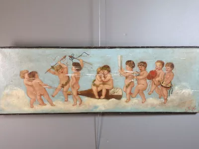 ÓLEO SOBRE LIENZO REPRESENTANDO QUERUBINES