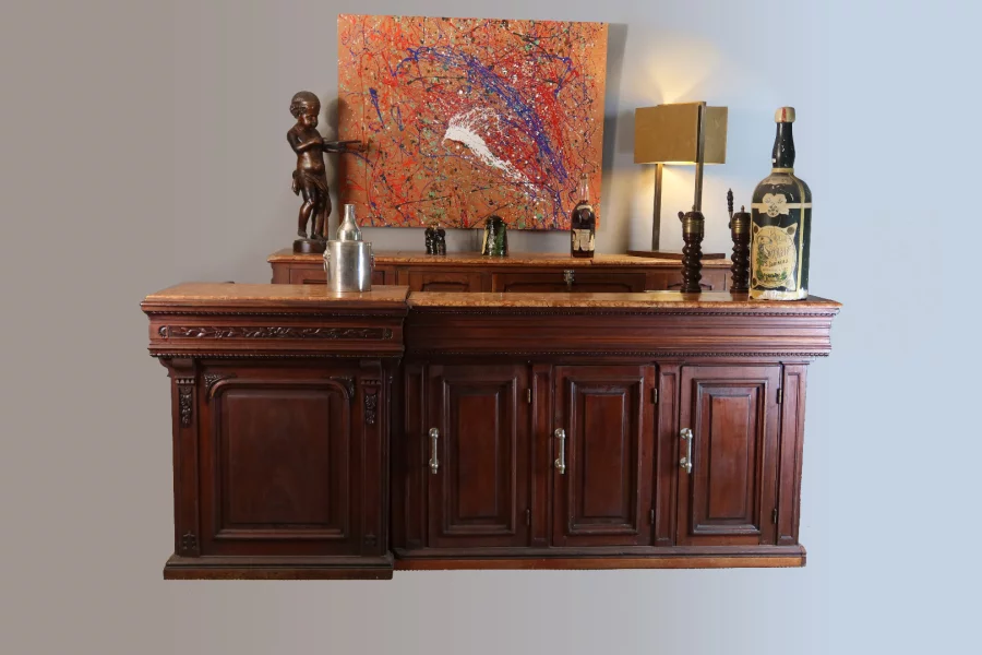 BARRA DE BAR Y RESPALDO DE ROBLE